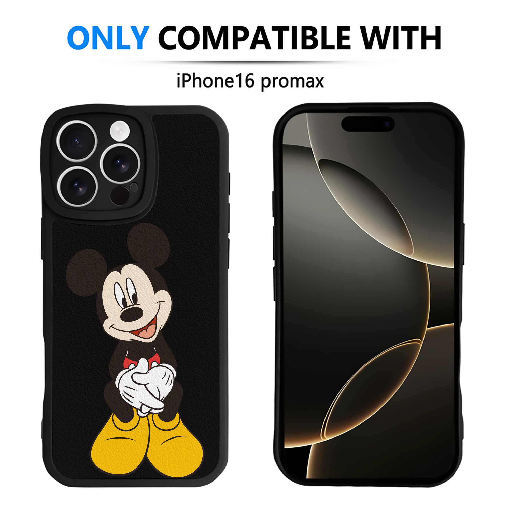 （画像用） ミッキーマウス Mickey Mouse 【iPhone 16シリーズ対応】シリコンスマホケース（レザー調） 材質：シリコン